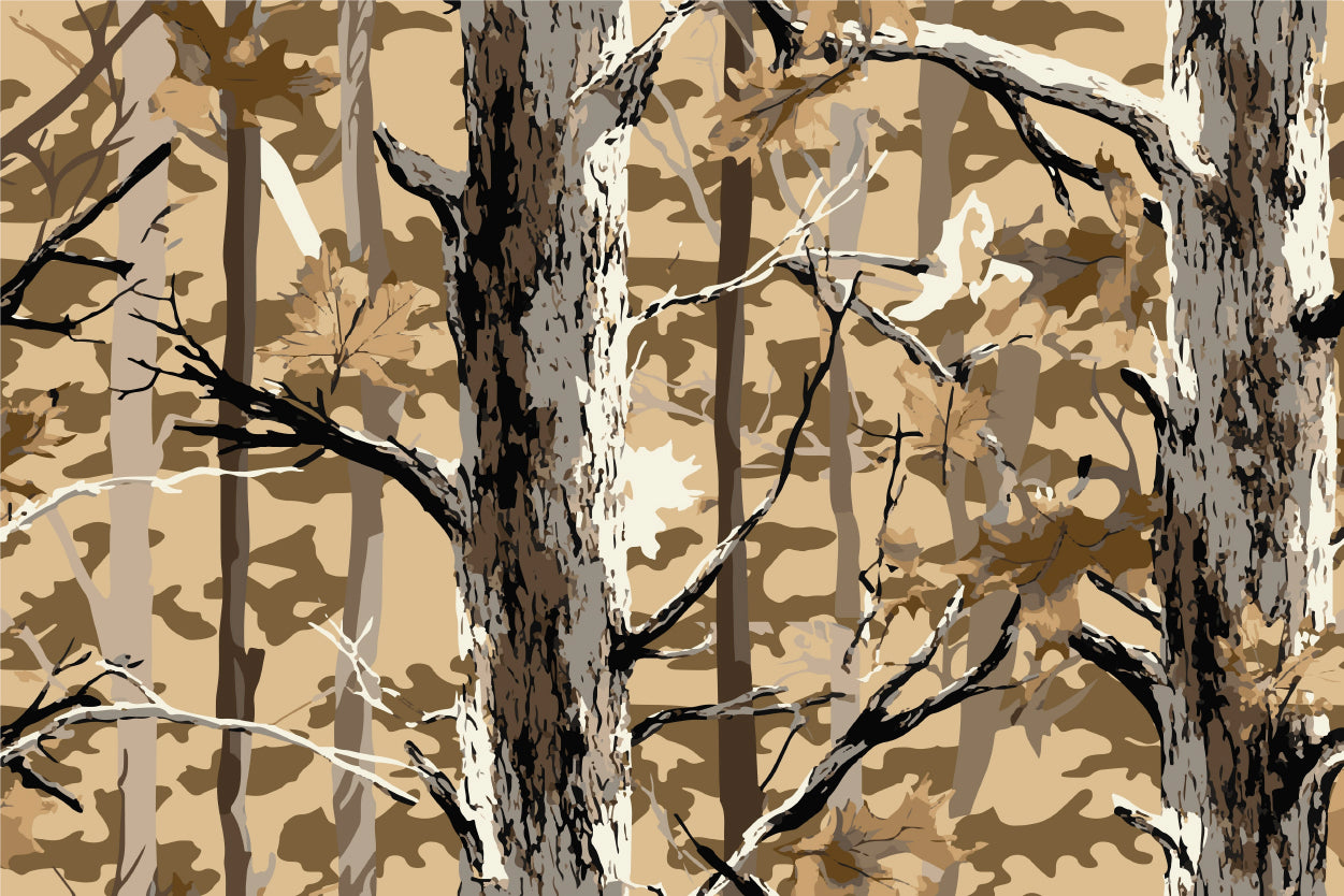 Realistic Brown Forest Tree Camo Pattern Wall Art Decor 100% Australian Made