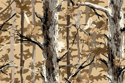 Realistic Brown Forest Tree Camo Pattern Wall Art Decor 100% Australian Made