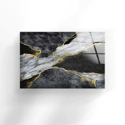 Black & Gold Abstract UV Direct Aluminum Print Australian Made Quality