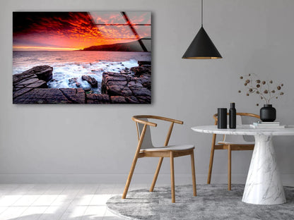 Sea with Rocks Sunset UV Direct Aluminum Print Australian Made Quality