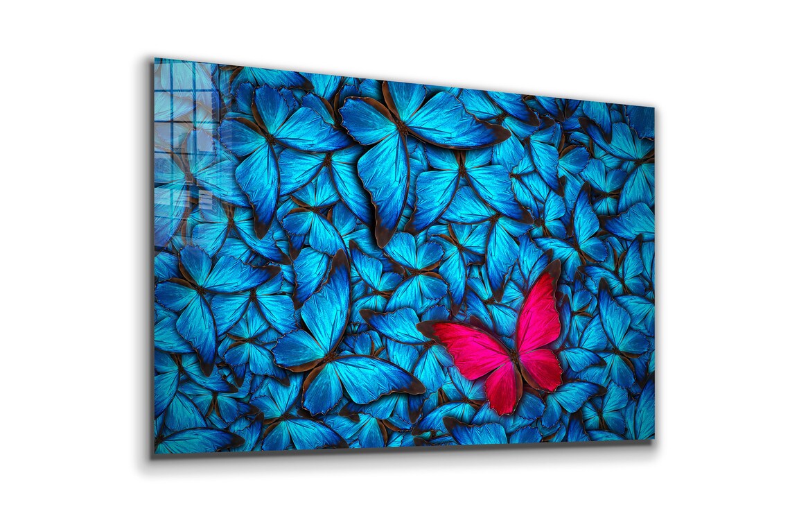 Blue Abstract Butterfly UV Direct Aluminum Print Australian Made Quality