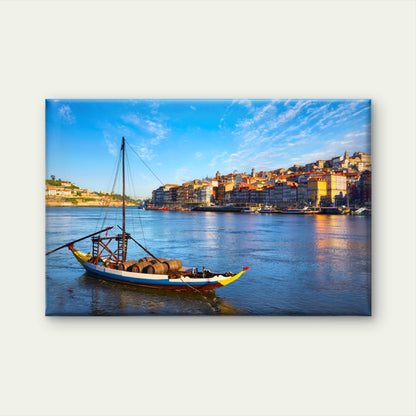 Golden Sunset Over The Beautiful Douro River In Portugal Wall Art Decor 100% Australian Made