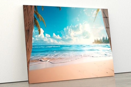 Beautiful Realistic Summer Beach Scenery  Acrylic Glass Print Tempered Glass Wall Art 100% Made in Australia Ready to Hang