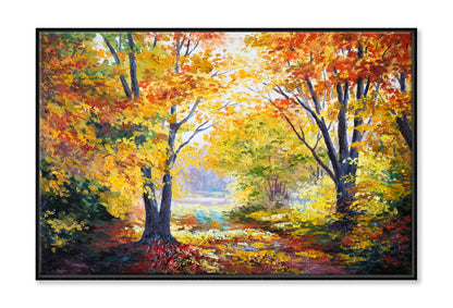 Autumn Forest, Abstract, Season Oil Painting Wall Art Limited Edition High Quality Print Canvas Box Framed Black