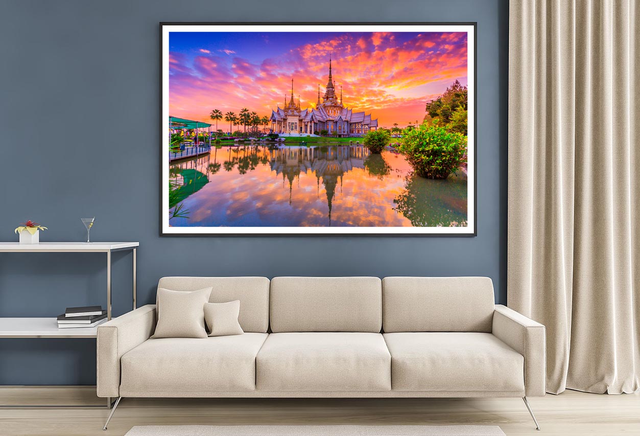 Sunset In Temple at Wat None Kum in Thailand Home Decor Premium Quality Poster Print Choose Your Sizes - Bella Home Decor
