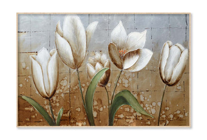 White Brown Texture, Flower Painting Wall Art Limited Edition High Quality Print