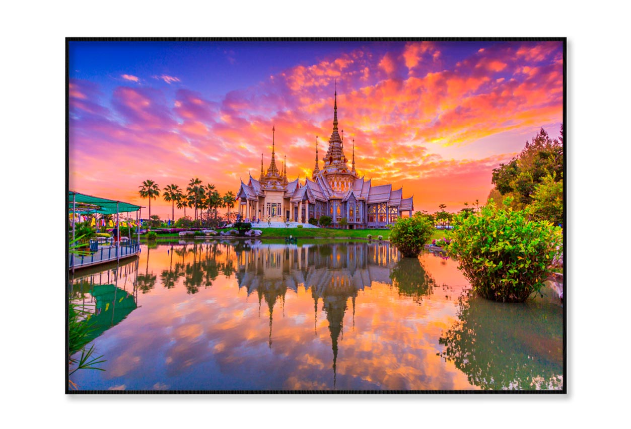 Sunset In Temple at Wat None Kum in Thailand Home Decor Premium Quality Poster Print Choose Your Sizes - Bella Home Decor