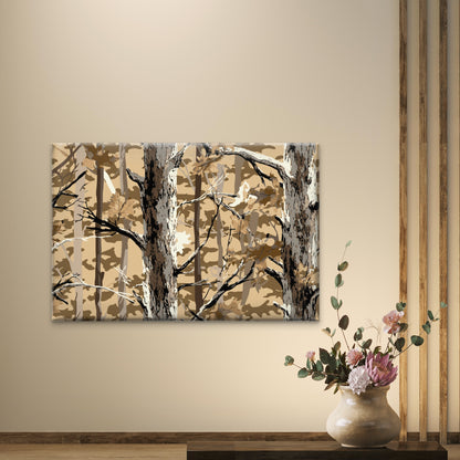 Realistic Brown Forest Tree Camo Pattern Wall Art Decor 100% Australian Made