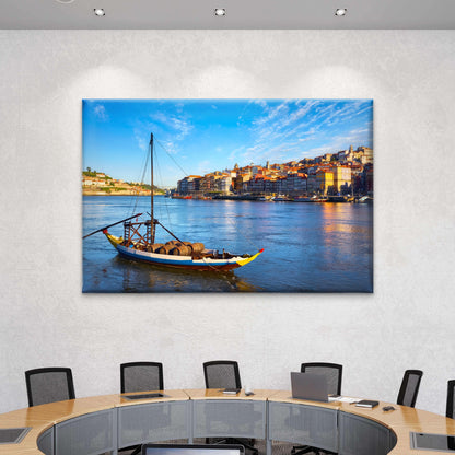 Golden Sunset Over The Beautiful Douro River In Portugal Wall Art Decor 100% Australian Made