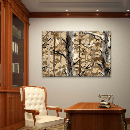 Realistic Brown Forest Tree Camo Pattern Wall Art Decor 100% Australian Made