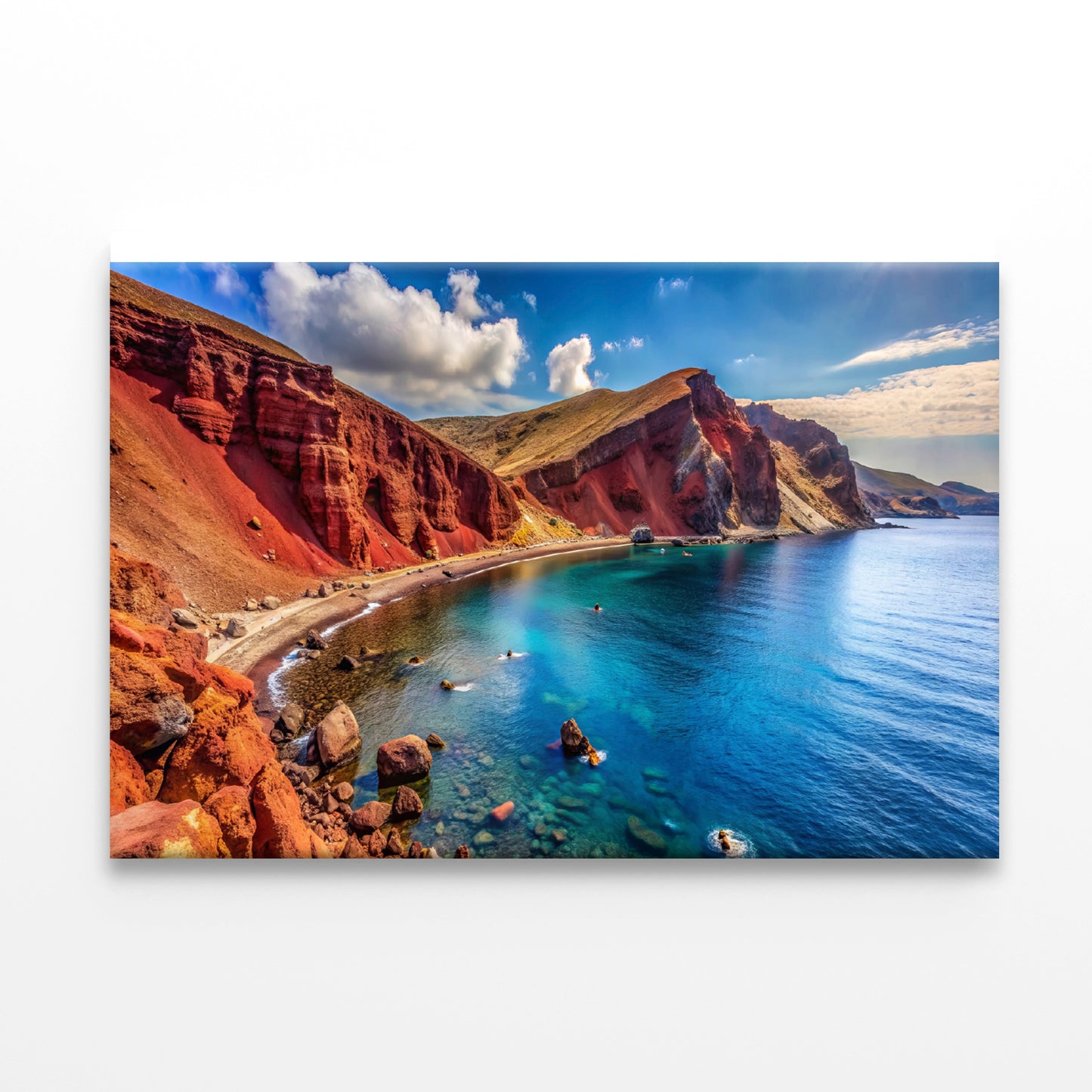 Lake with a Rocky Shoreline, Sky in Greece Print 100% Australian Made - Bella Home Decor