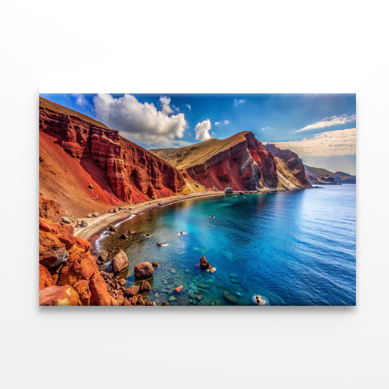 Lake with a Rocky Shoreline, Sky in Greece Print 100% Australian Made - Bella Home Decor