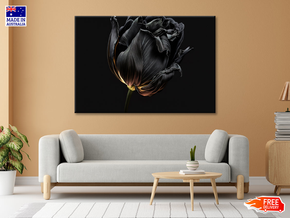 Striking Black Flower with a Vibrant Yellow Print 100% Australian Made - Bella Home Decor