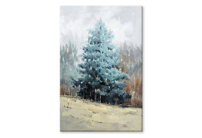 Trees, Blue Texture, Scenery Paint Wall Art Limited Edition High Quality Print