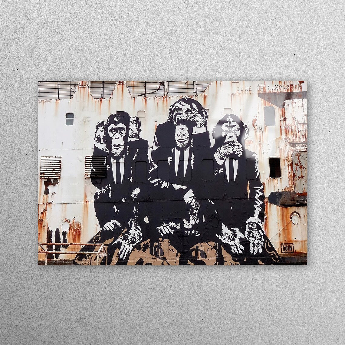 Banksy Three Wise Monkeys Acrylic Glass Print Tempered Glass Wall Art 100% Made in Australia Ready to Hang