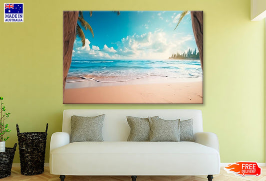 Beautiful Realistic Summer Beach Scenery Wall Art Decor 100% Australian Made