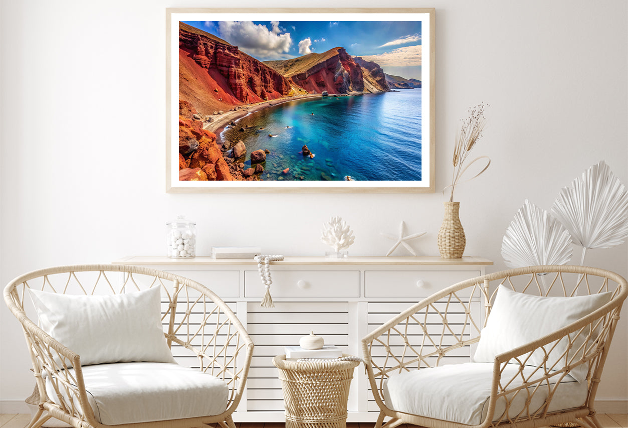 Lake with a Rocky Shoreline, Sky in Greece Home Decor Premium Quality Poster Print Choose Your Sizes