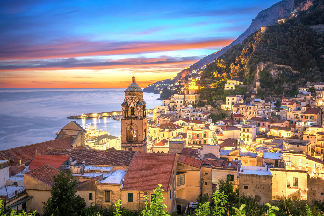 Blue & Orange Sky in Amalfi Coast Home Decor Premium Quality Poster Print Choose Your Sizes - Bella Home Decor