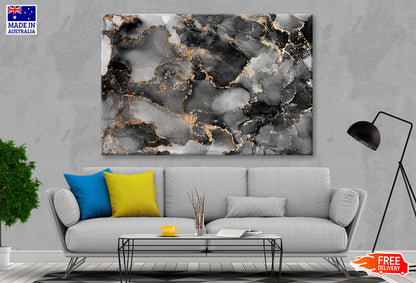 Alcohol Ink Grey & Gold Abstract Painting Wall Art Limited Edition High Quality Print