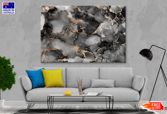 Alcohol Ink Grey & Gold Abstract Painting Wall Art Limited Edition High Quality Print