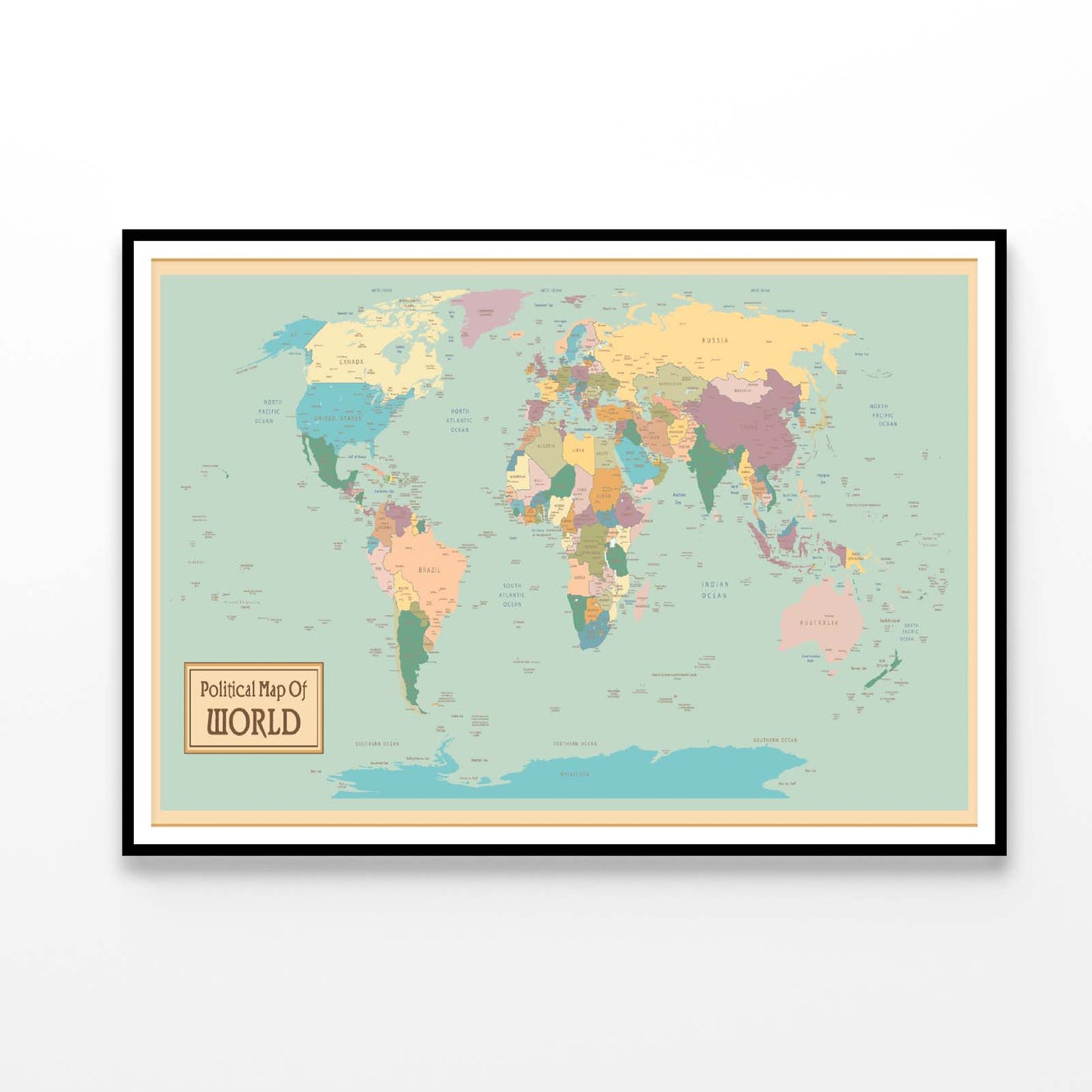 High Detail Political World Map Home Decor Premium Quality Poster Print Choose Your Sizes