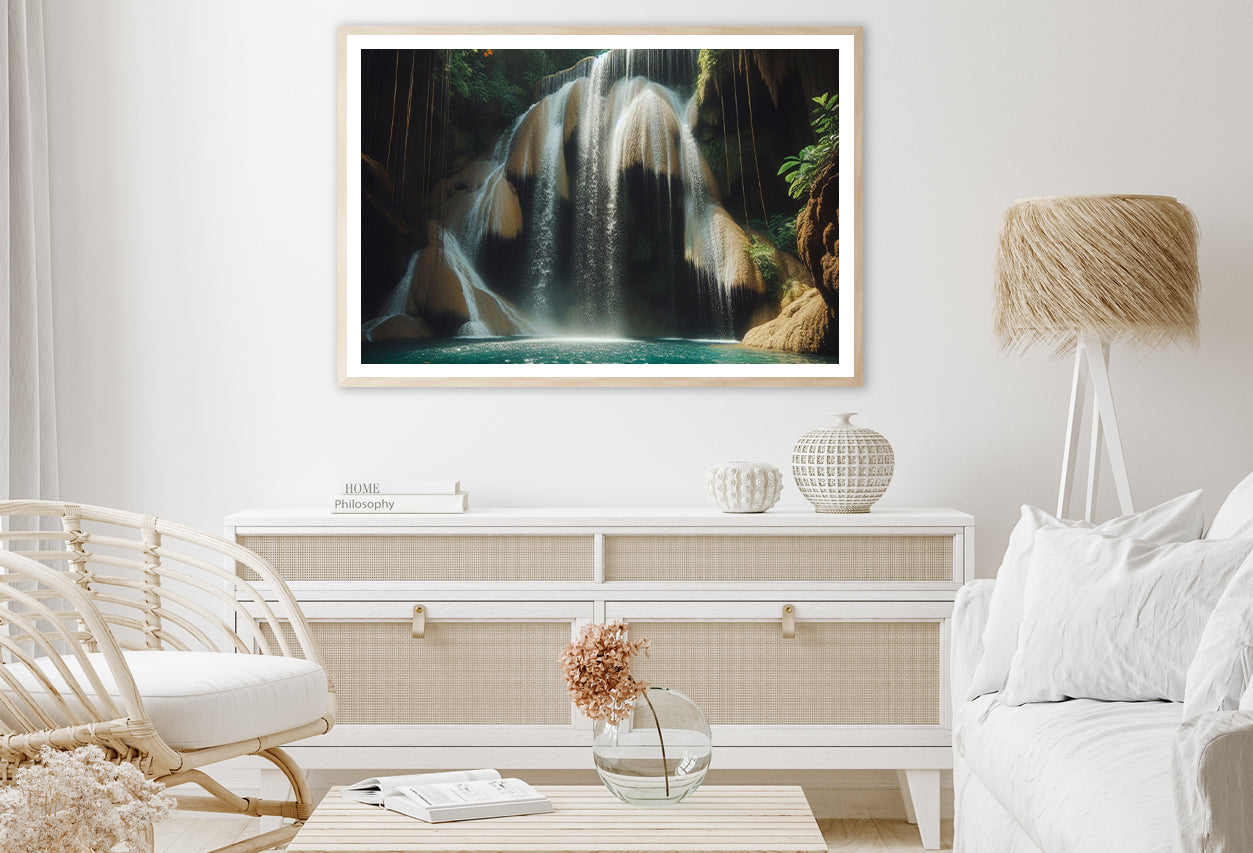 Waterfall in Forest View Home Decor Premium Quality Poster Print Choose Your Sizes - Bella Home Decor