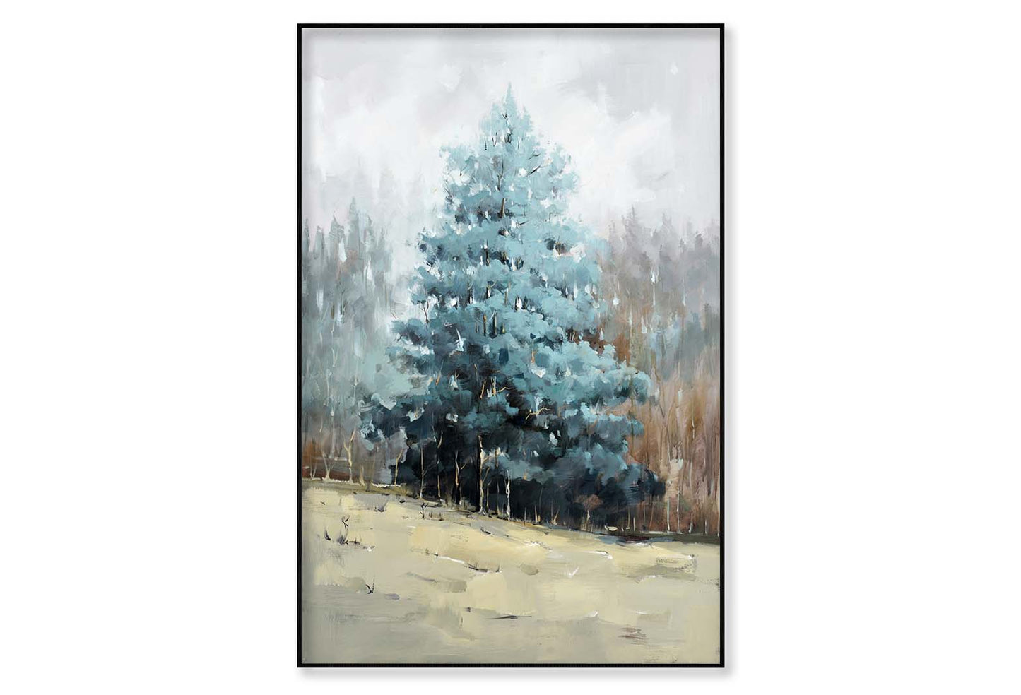 Trees, Blue Texture, Scenery Paint Wall Art Limited Edition High Quality Print