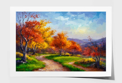 Painting Landscape, Colorful Trees Wall Art Limited Edition High Quality Print