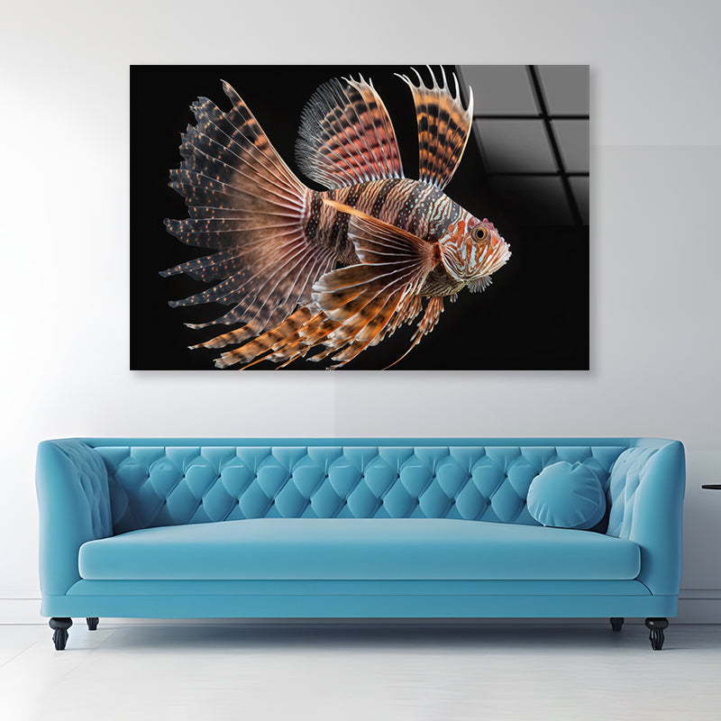 Close up Red Lionfish Acrylic Glass Print Tempered Glass Wall Art 100% Made in Australia Ready to Hang - Bella Home Decor