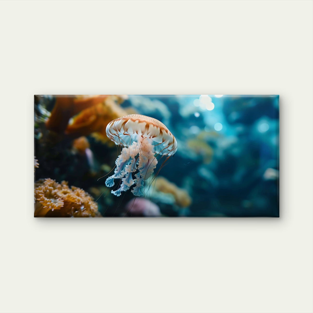Floating Sea Jellyfish Coral Reef Wall Art Canvas Office Home Framed 120x60cm