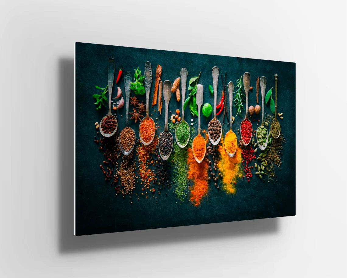 Various spices cooking herbs kitchen UV Direct Aluminum Print Australian Made Quality