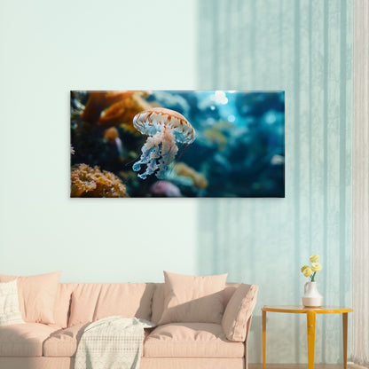 Floating Sea Jellyfish Coral Reef Wall Art Canvas Office Home Framed 120x60cm
