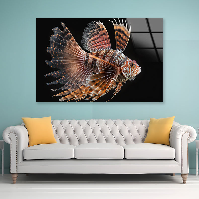 Close up Red Lionfish Acrylic Glass Print Tempered Glass Wall Art 100% Made in Australia Ready to Hang - Bella Home Decor