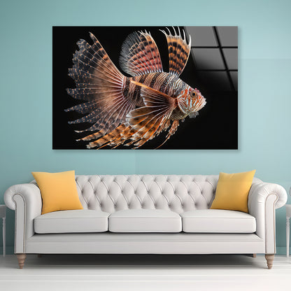 Close up Red Lionfish Acrylic Glass Print Tempered Glass Wall Art 100% Made in Australia Ready to Hang - Bella Home Decor
