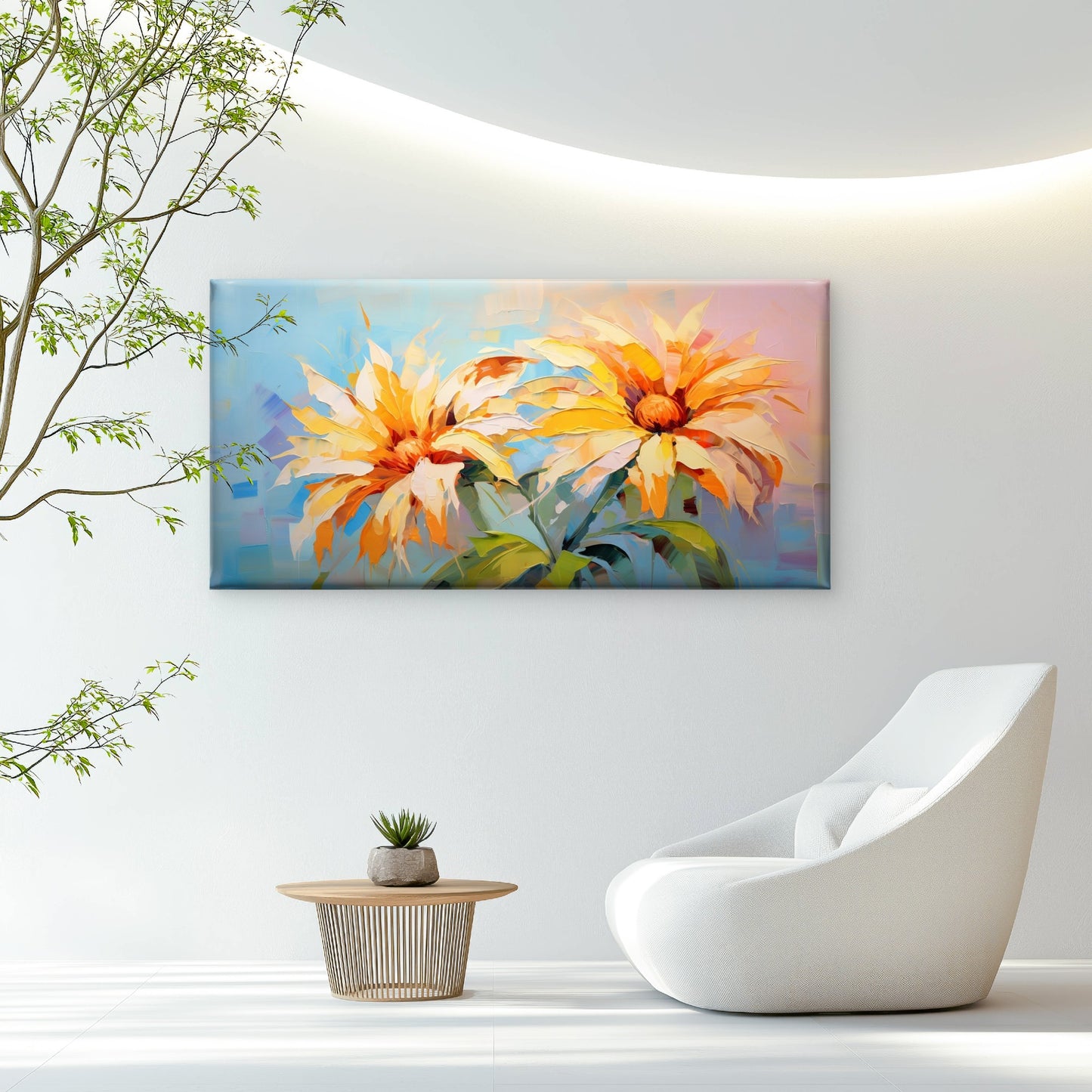 Yellow Daisies Oil Painting Wall Art Canvas Office Home Room Framed 120x60cm - Bella Home Decor