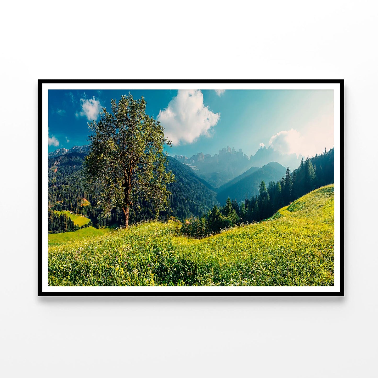 The Alps with Fresh Green Meadows with Mountains Home Decor Premium Quality Poster Print Choose Your Sizes