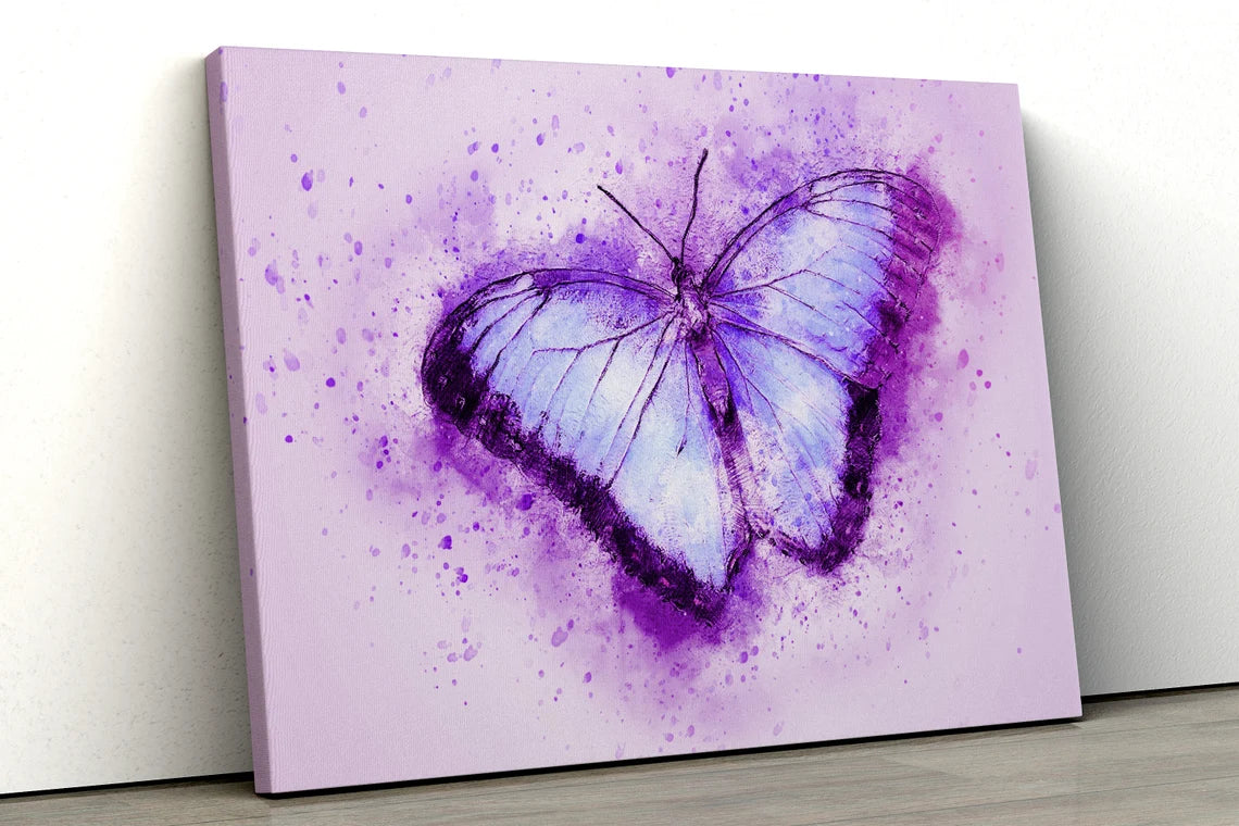 Pink Purple butterfly water color painting UV Direct Aluminum Print Australian Made Quality