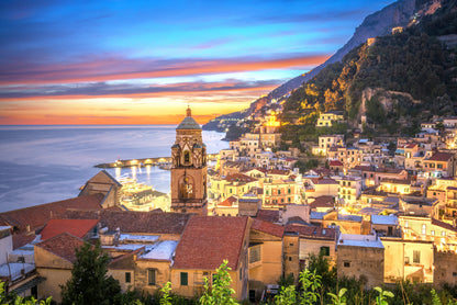 Blue & Orange Sky in Amalfi Coast Print 100% Australian Made - Bella Home Decor