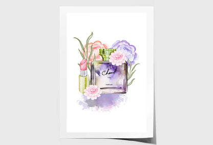 Pink-Purple Perfume with Yellow Cap Wall Art Limited Edition High Quality Print Unframed Roll Canvas None