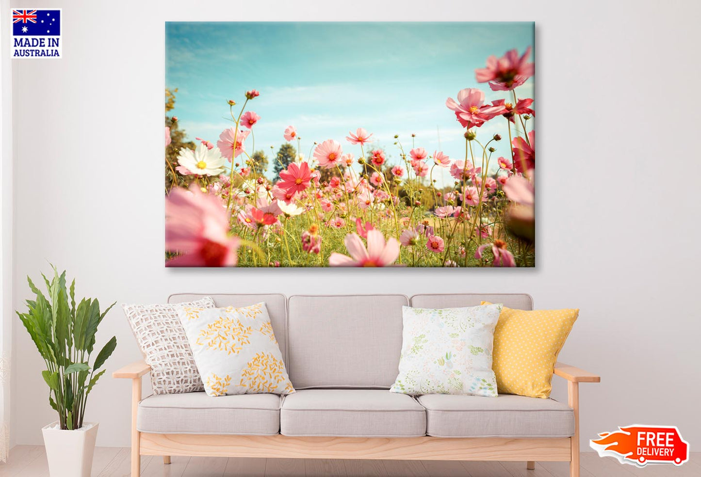 Cosmos Flower Blossom in Garden  Wall Art Decor 100% Australian Made