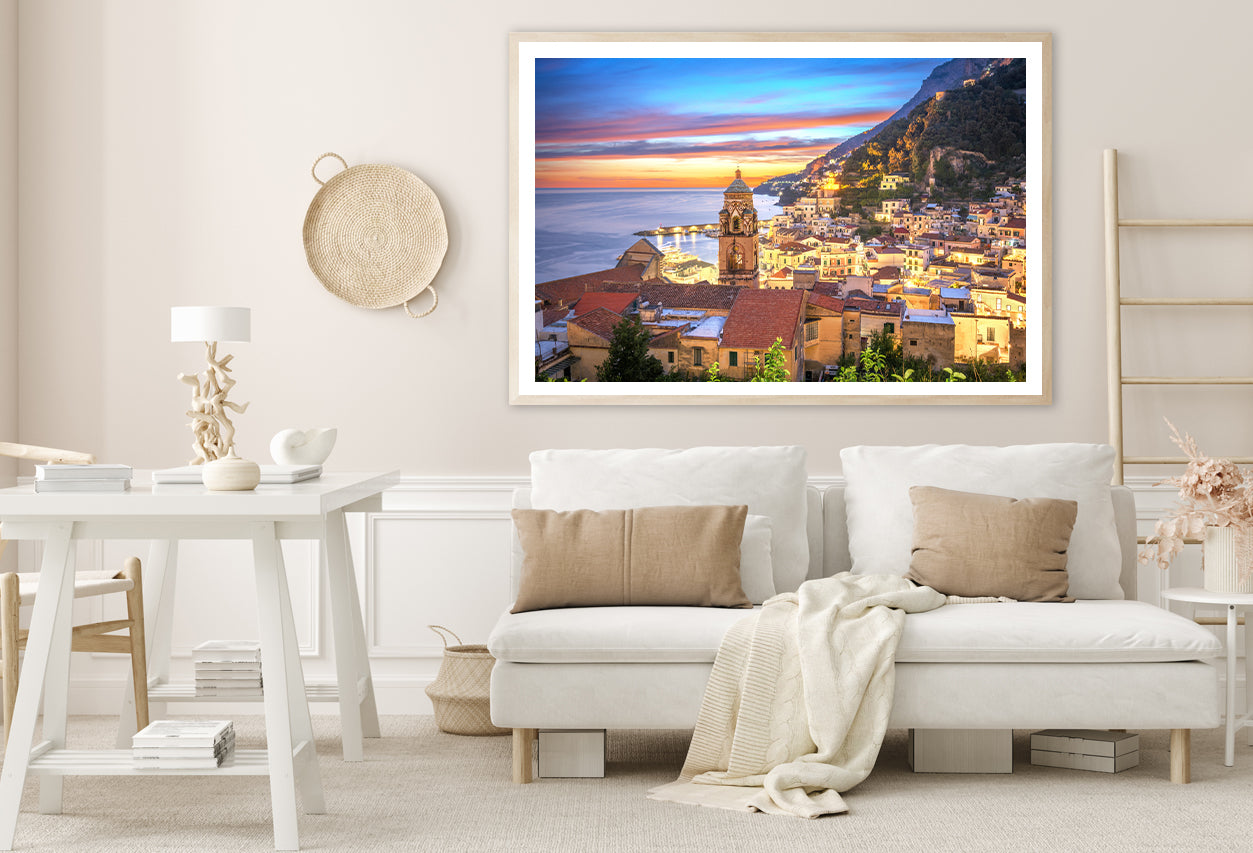 Blue & Orange Sky in Amalfi Coast Home Decor Premium Quality Poster Print Choose Your Sizes - Bella Home Decor