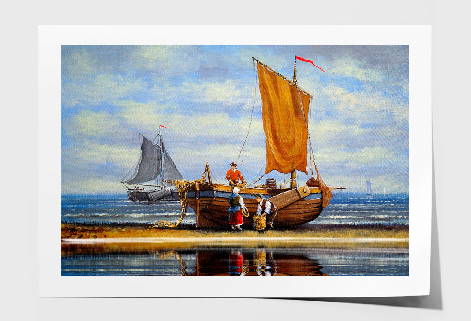 Fisherman, Ships, Boats Oil Painting Wall Art Limited Edition High Quality Print Unframed Roll Canvas None