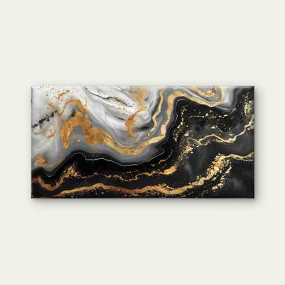 Abstract Design with Black Whit Wall Art Canvas Office Home Room Framed 120x60cm - Bella Home Decor