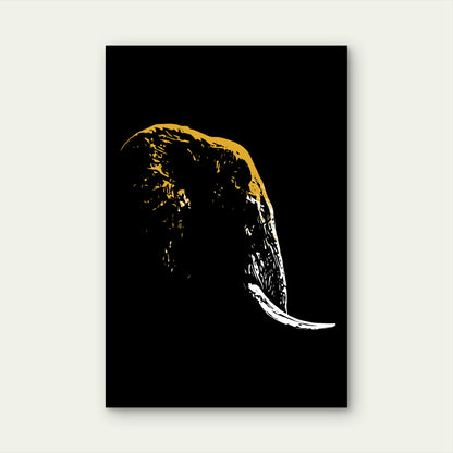 Graphic Illustration of an Elephant's Head 60x90cm Metal Print Ready to Hang