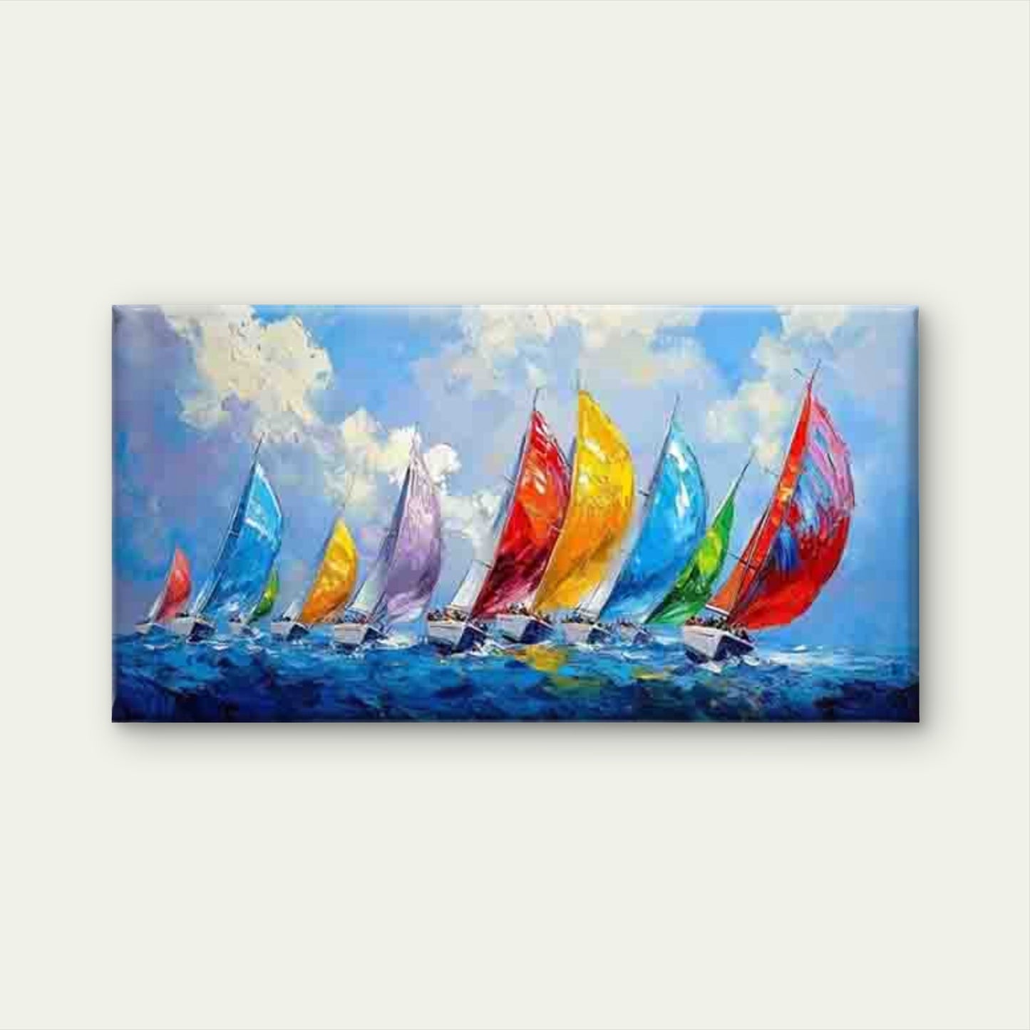 Sailboats Racing on The Ocean Wall Art Canvas Office Home Room Framed 120x60cm - Bella Home Decor