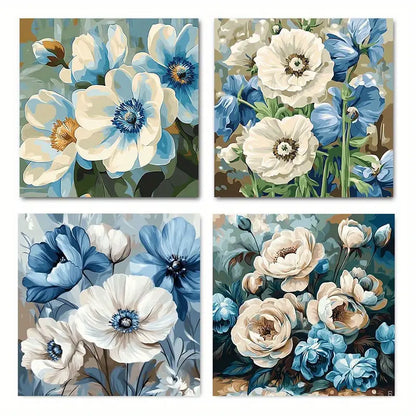 4pcs Flower Chic Scenic Photography  Wall Art Canvas Framed