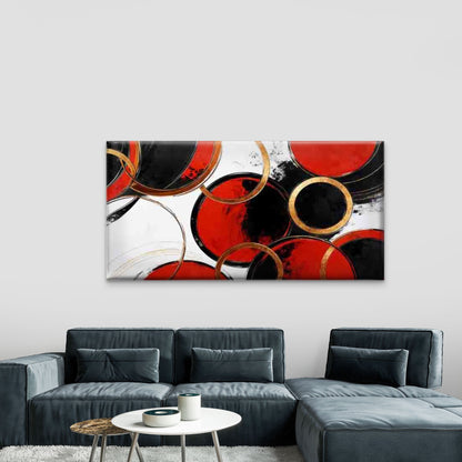 Abstract Red Black And Golden Wall Art Canvas Office Home Room Framed 120x60cm - Bella Home Decor