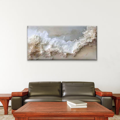 Abstract Ocean Waves Sandy Wall Art Canvas Office Home Room Framed 120x60cm - Bella Home Decor