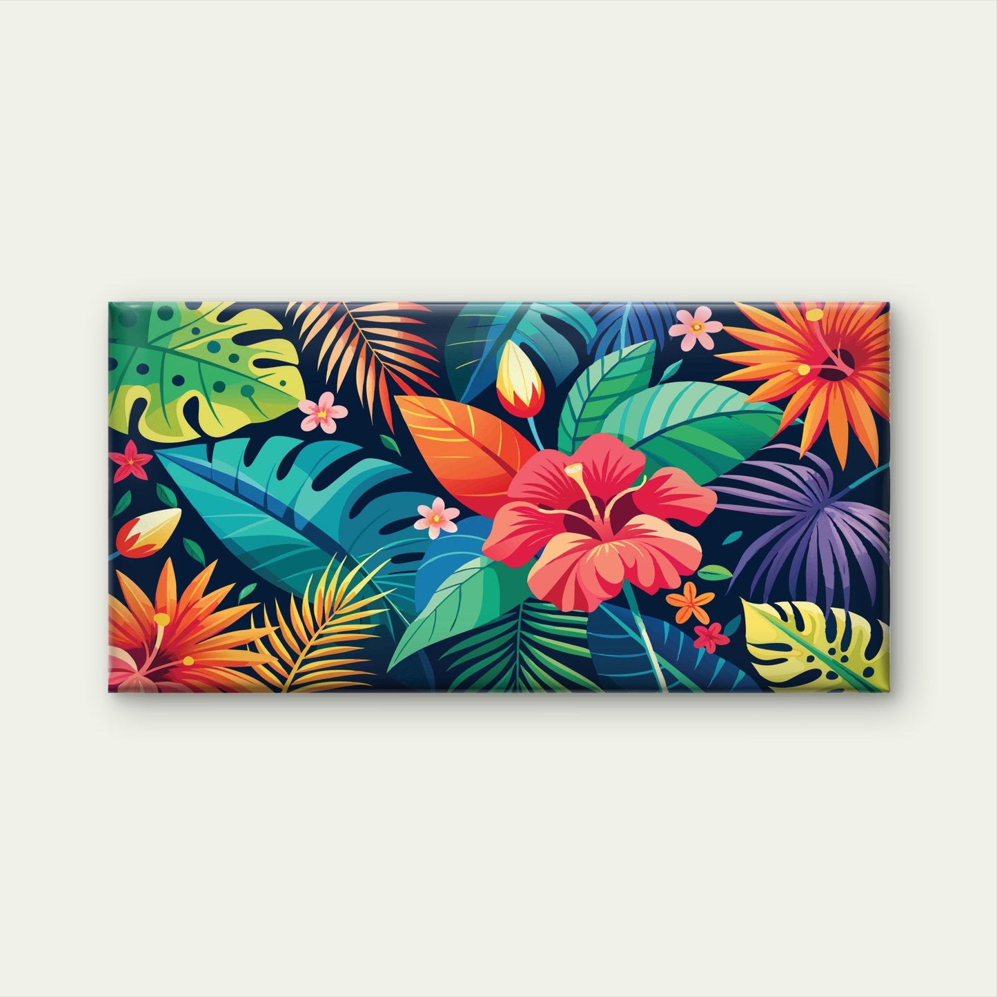 Lush Monstera And Palm Leaves Wall Art Canvas Office Home Room Framed 120x60cm