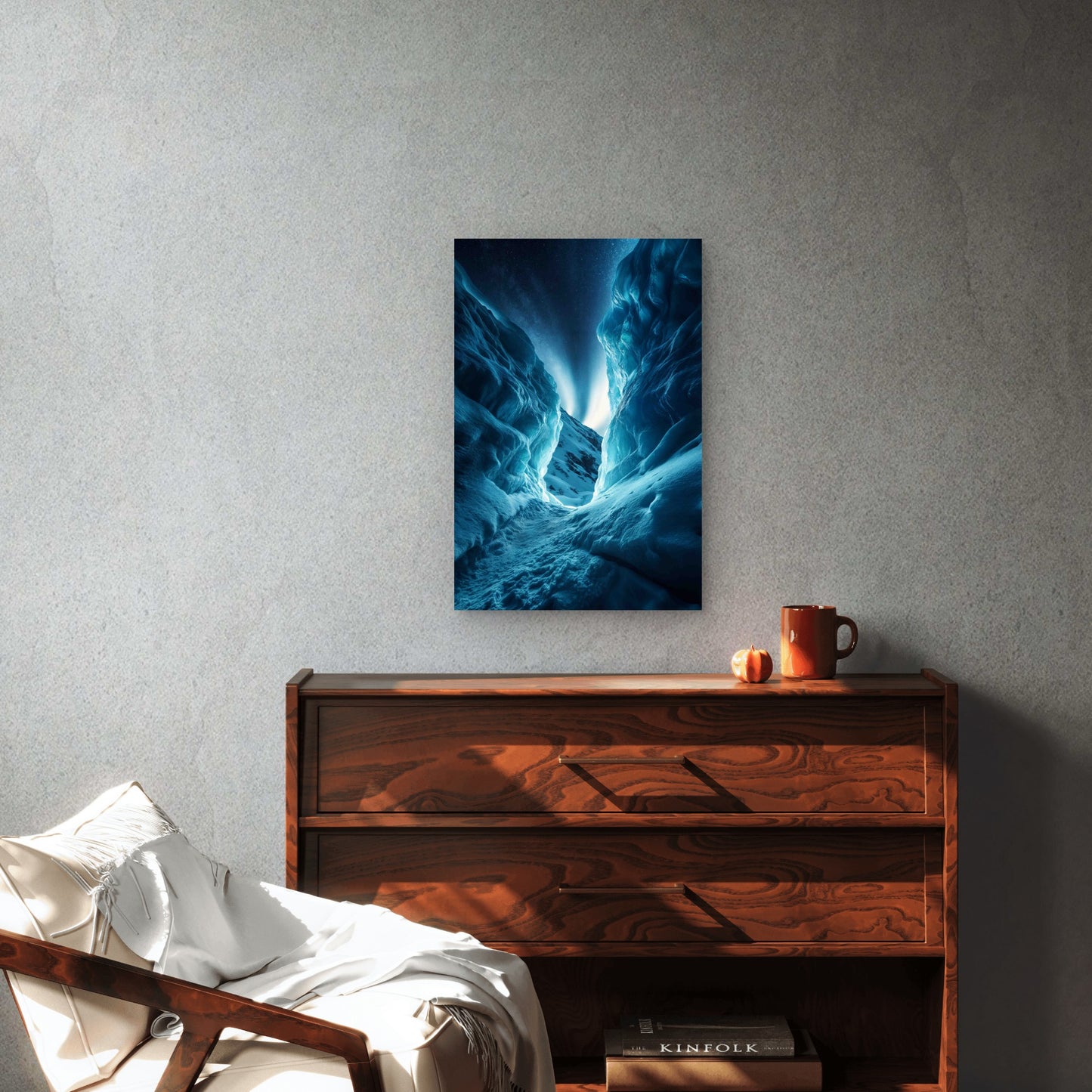 View of Glacier at Night 60x90cm Metal Print Ready to Hang